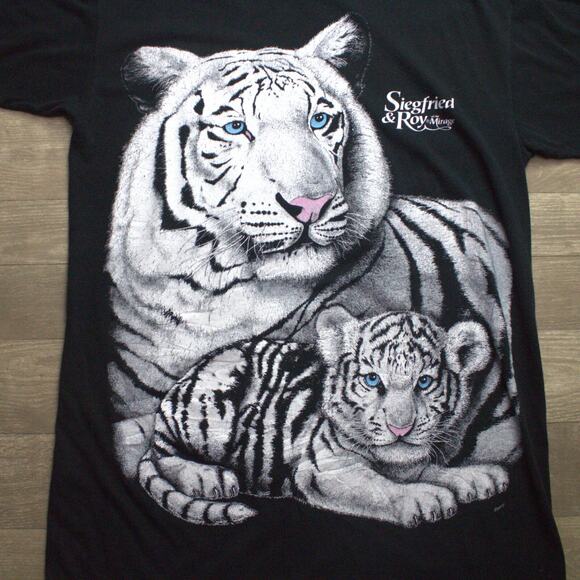 Siegfried & Roy Shirt Mirage Casino Rare Vintage Graphic Tee 90s Magic Size XLT - Picture 1 of 5